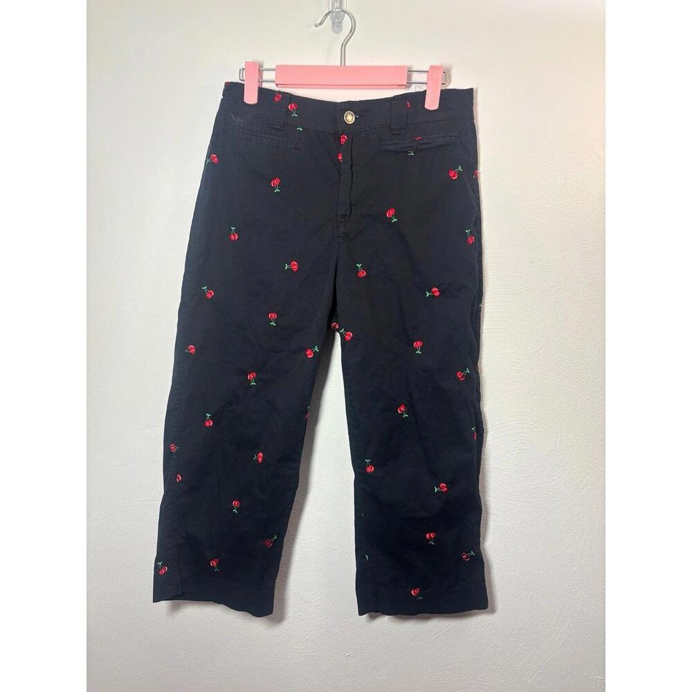 90s Vintage Y2K Basic Editions Cherries Cropped Capri Pants Size Small